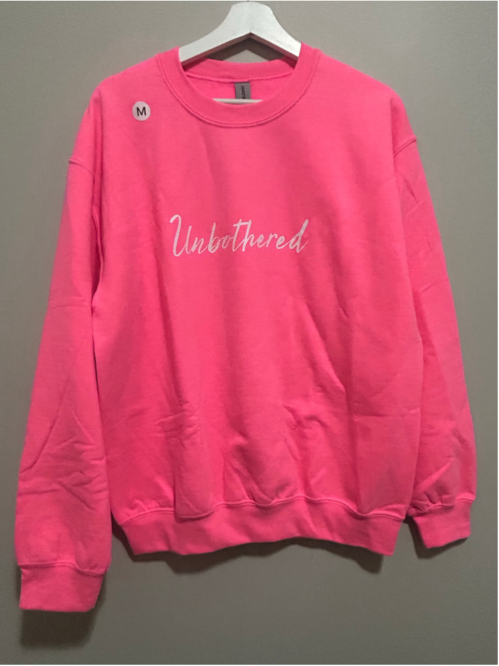 NEW Women's Sweatshirt Hot Pink “Unbothered” Graphic Crewneck